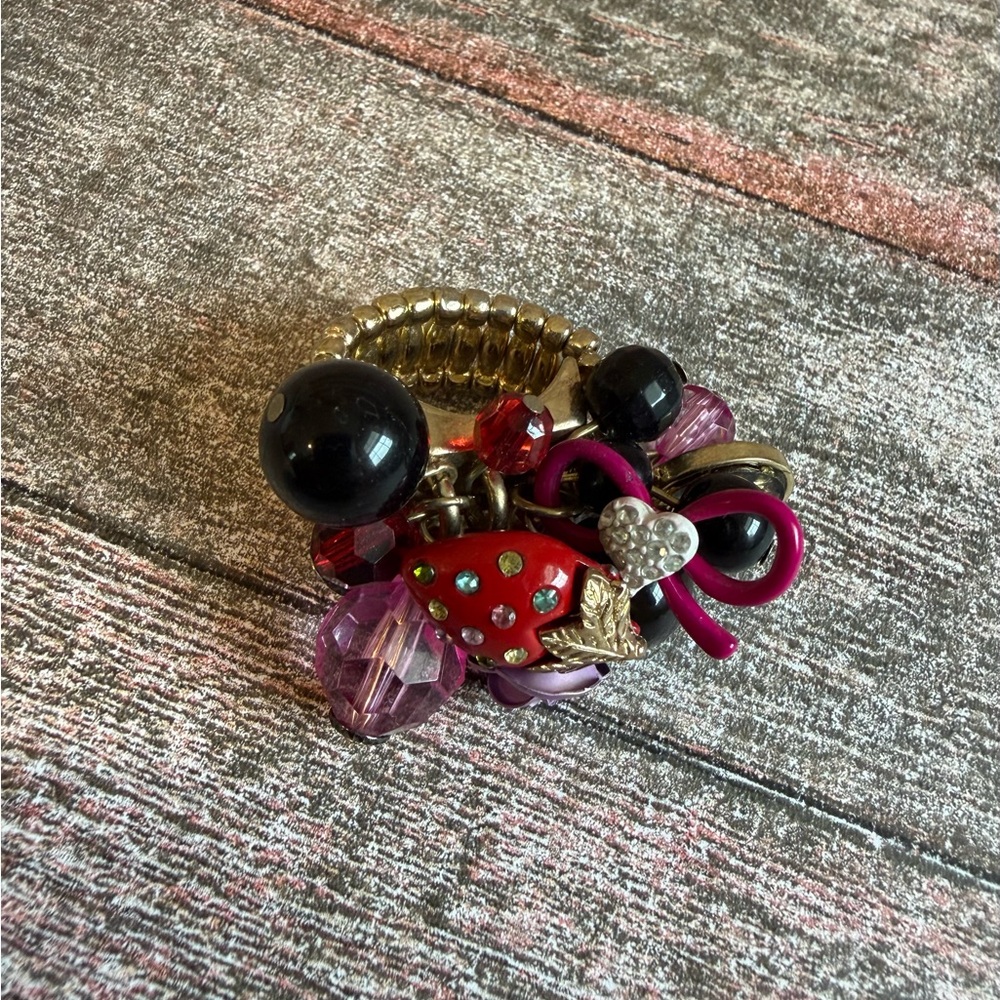 Betsey Johnson Red and Black Statement Ring